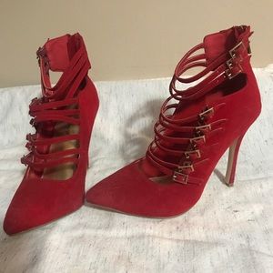 Never worn - Red buckle high heel